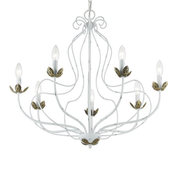 Livex Lighting 42907-60 Seven Light Chandelier, Antique White w/ Antique Brasss