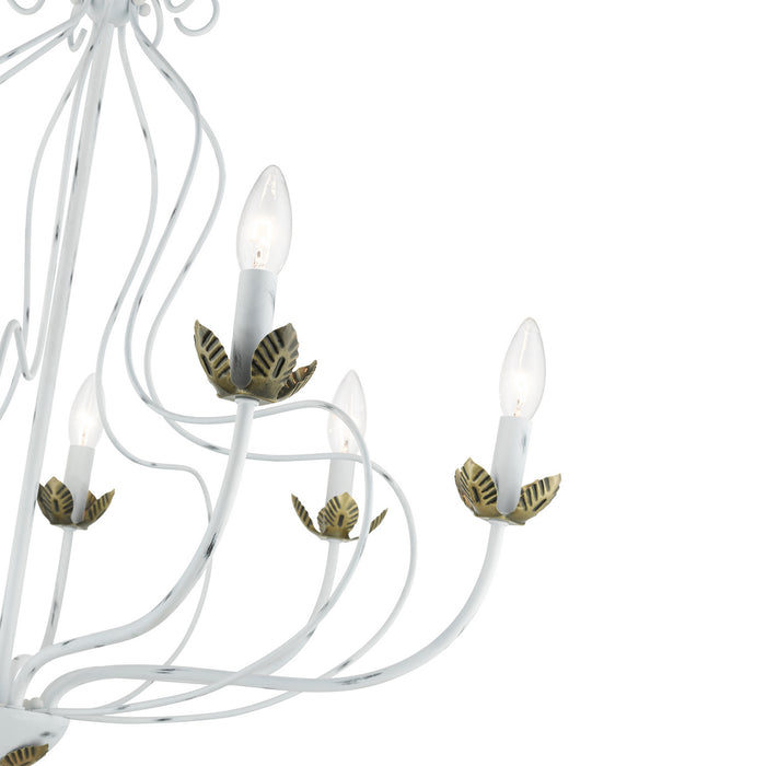 Livex Lighting 42907-60 Seven Light Chandelier, Antique White w/ Antique Brasss