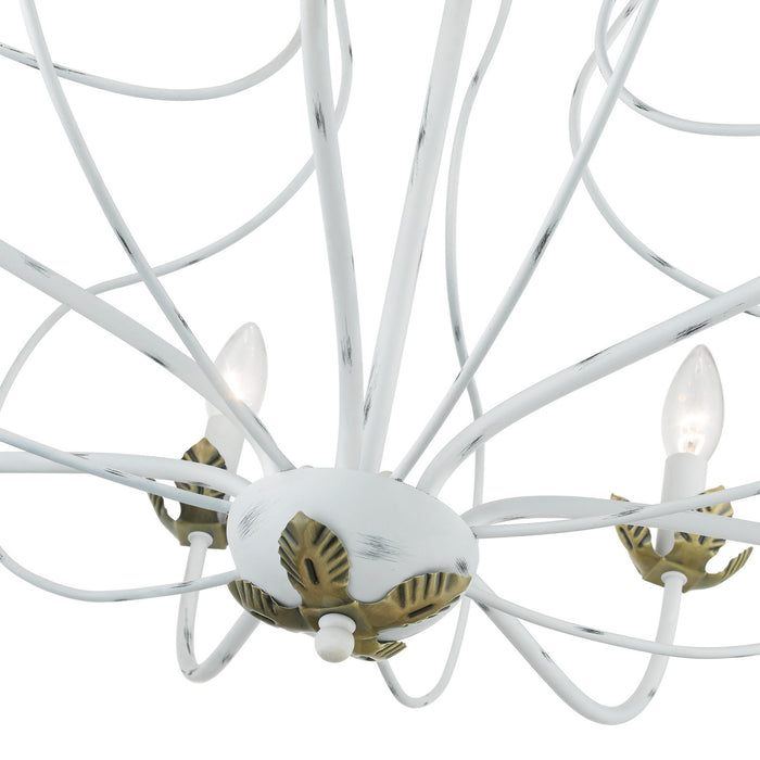 Livex Lighting 42907-60 Seven Light Chandelier, Antique White w/ Antique Brasss