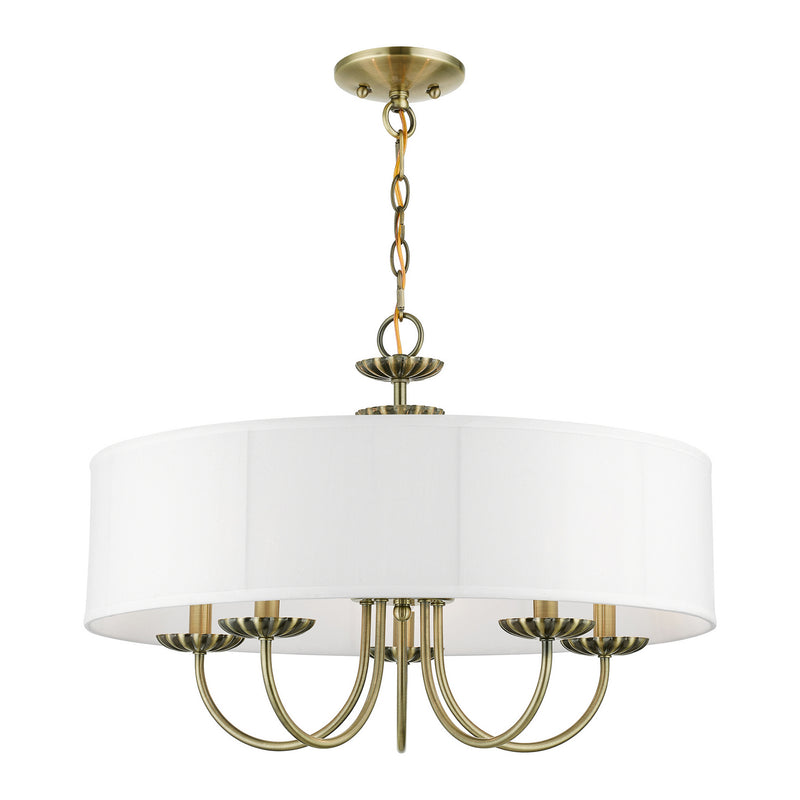 Livex Lighting 42985-01 Five Light Pendant, Antique Brass