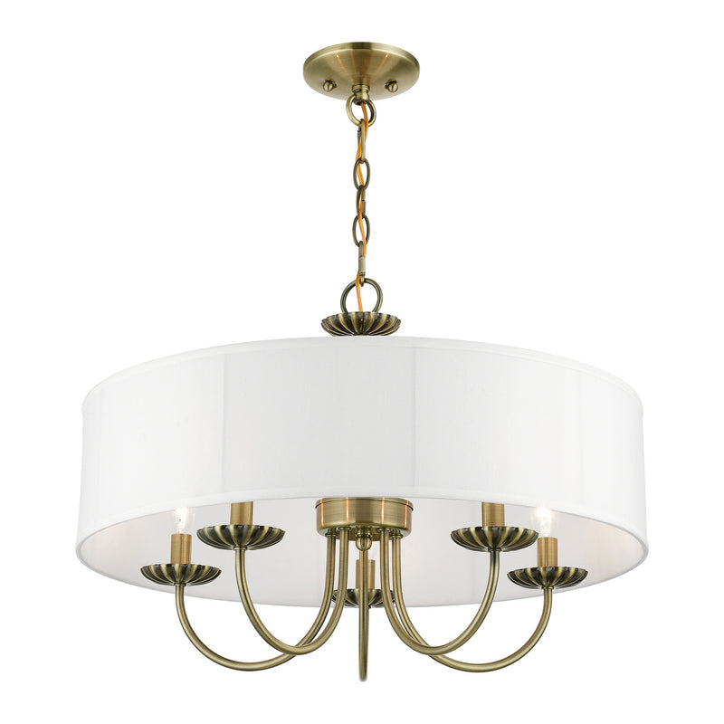 Livex Lighting 42985-01 Five Light Pendant, Antique Brass