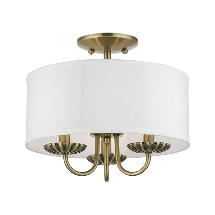 Livex Lighting 42987-01 Three Light Semi-Flush Mount, Antique Brass
