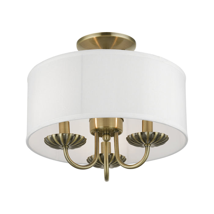 Livex Lighting 42987-01 Three Light Semi-Flush Mount, Antique Brass