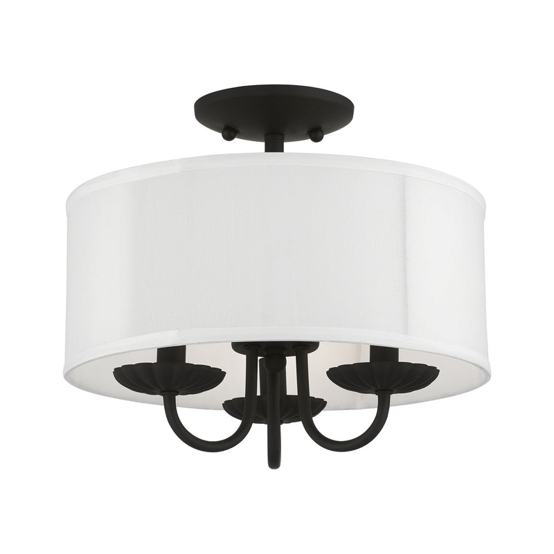 Livex Lighting 42987-04 Three Light Semi-Flush Mount, Black