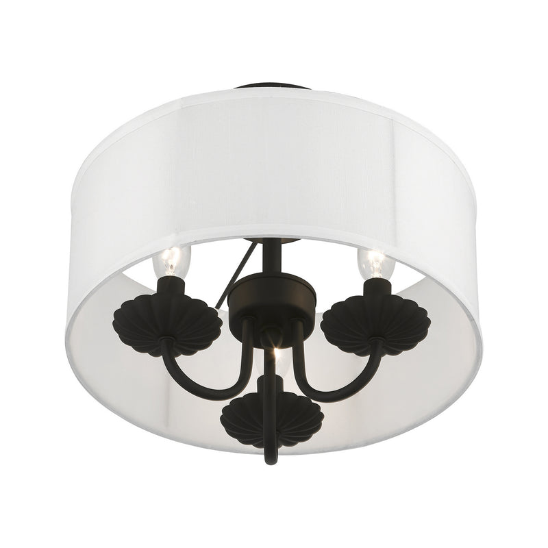 Livex Lighting 42987-04 Three Light Semi-Flush Mount, Black
