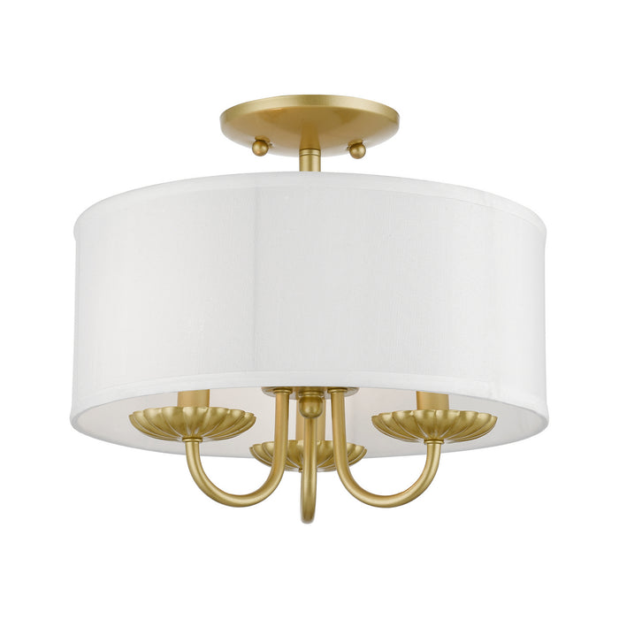 Livex Lighting 42987-33 Three Light Semi-Flush Mount, Soft Gold