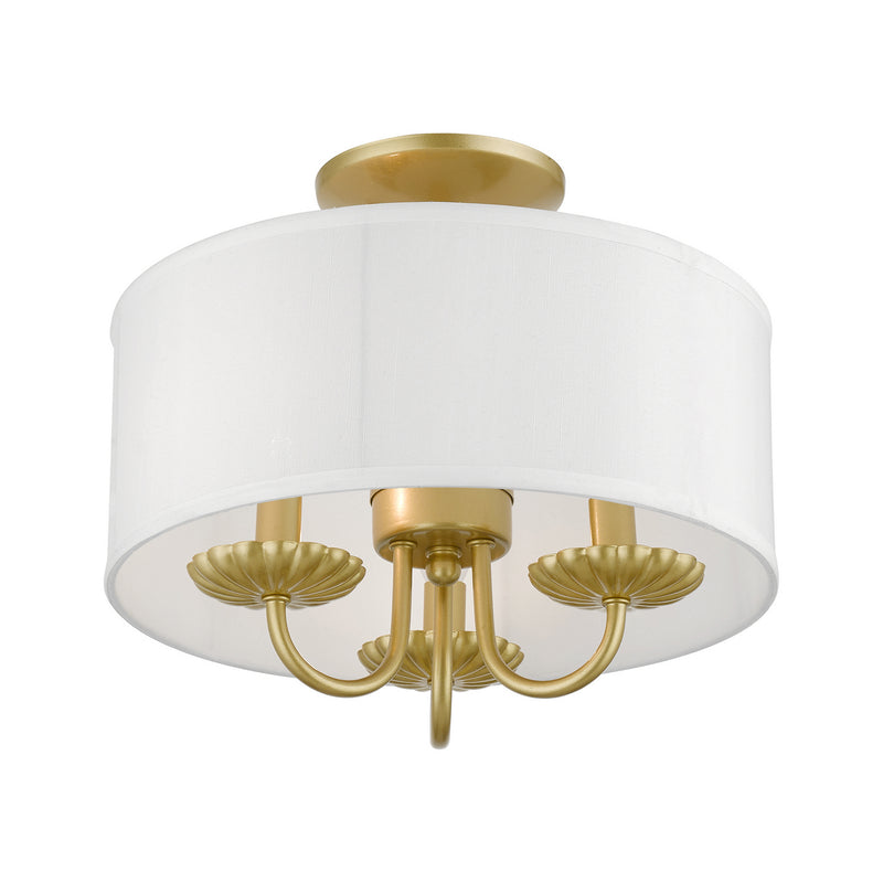 Livex Lighting 42987-33 Three Light Semi-Flush Mount, Soft Gold