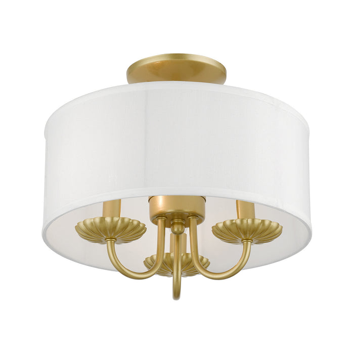 Livex Lighting 42987-33 Three Light Semi-Flush Mount, Soft Gold