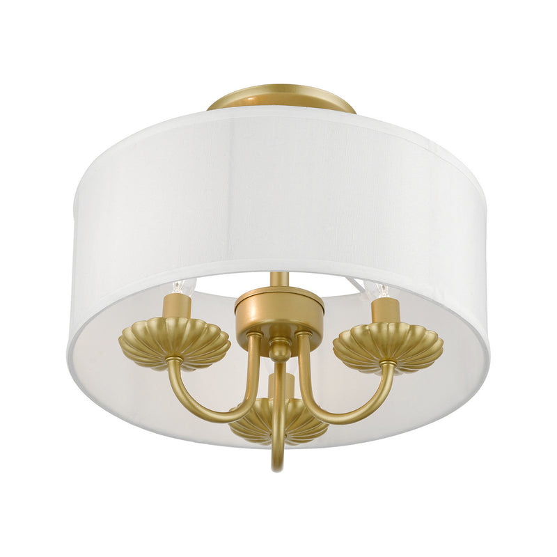 Livex Lighting 42987-33 Three Light Semi-Flush Mount, Soft Gold