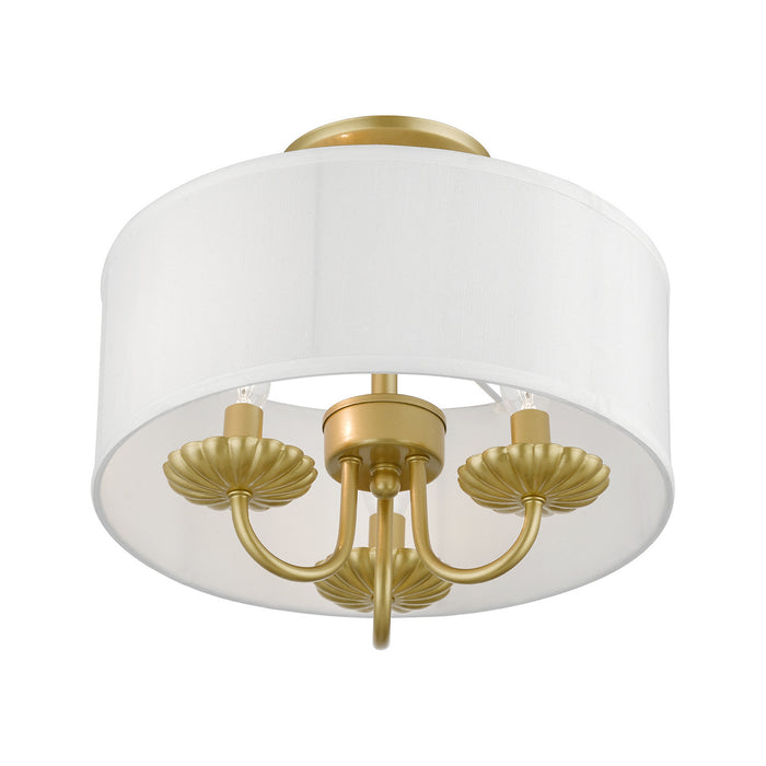 Livex Lighting 42987-33 Three Light Semi-Flush Mount, Soft Gold