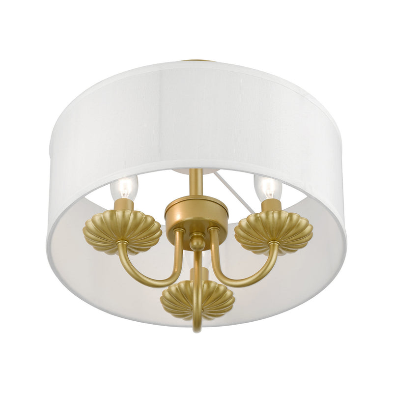 Livex Lighting 42987-33 Three Light Semi-Flush Mount, Soft Gold