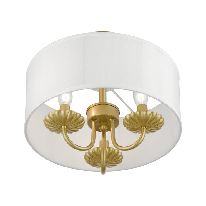 Livex Lighting 42987-33 Three Light Semi-Flush Mount, Soft Gold