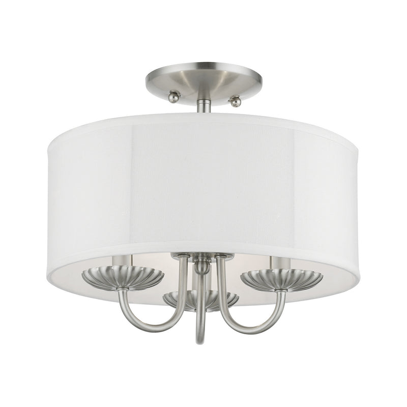 Livex Lighting 42987-91 Three Light Semi-Flush Mount, Brushed Nickel