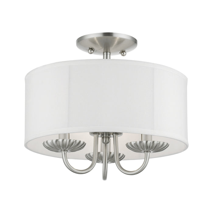 Livex Lighting 42987-91 Three Light Semi-Flush Mount, Brushed Nickel