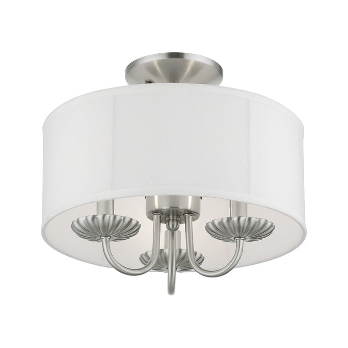 Livex Lighting 42987-91 Three Light Semi-Flush Mount, Brushed Nickel
