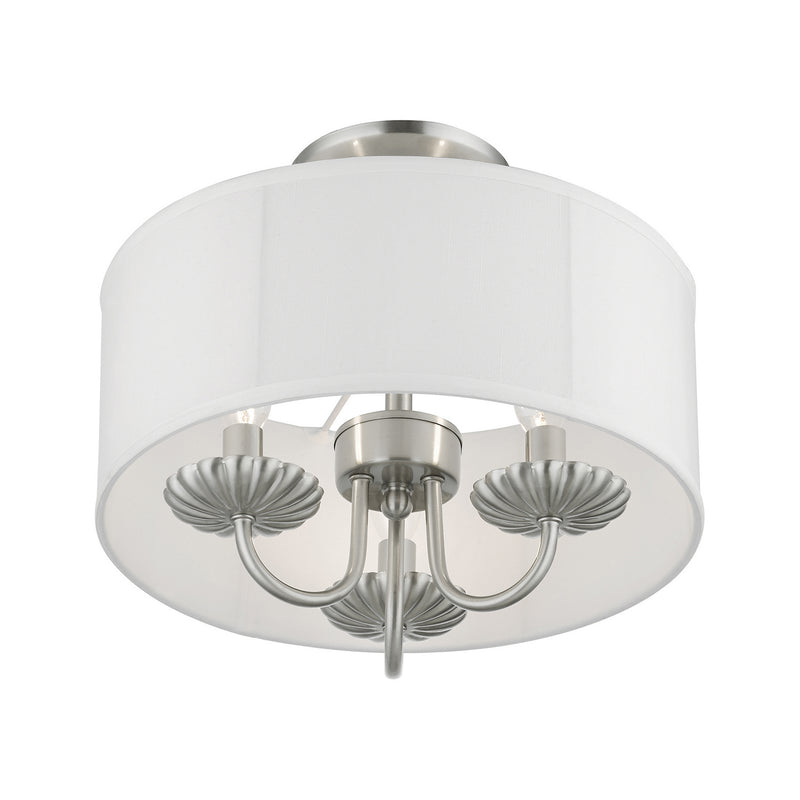 Livex Lighting 42987-91 Three Light Semi-Flush Mount, Brushed Nickel