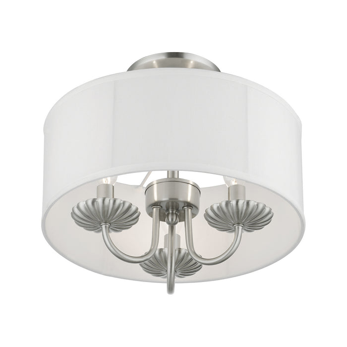 Livex Lighting 42987-91 Three Light Semi-Flush Mount, Brushed Nickel