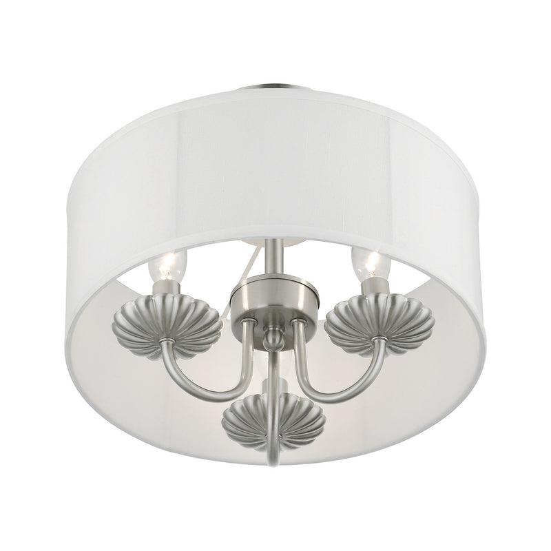Livex Lighting 42987-91 Three Light Semi-Flush Mount, Brushed Nickel
