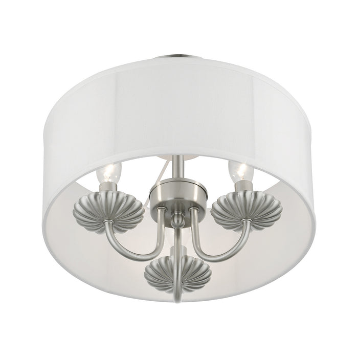 Livex Lighting 42987-91 Three Light Semi-Flush Mount, Brushed Nickel