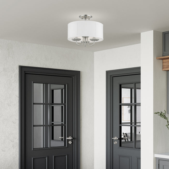 Livex Lighting 42987-91 Three Light Semi-Flush Mount, Brushed Nickel