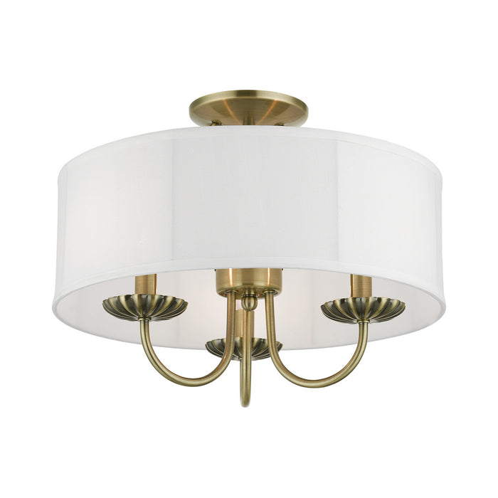 Livex Lighting 42989-01 Three Light Semi-Flush Mount, Antique Brass
