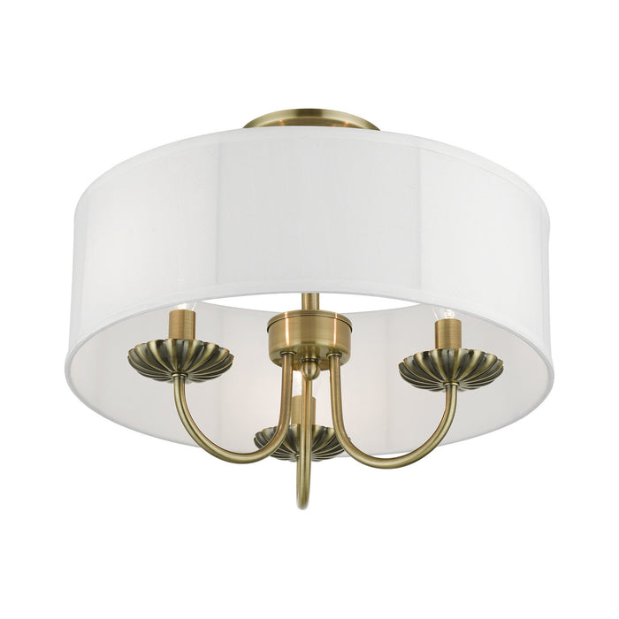 Livex Lighting 42989-01 Three Light Semi-Flush Mount, Antique Brass