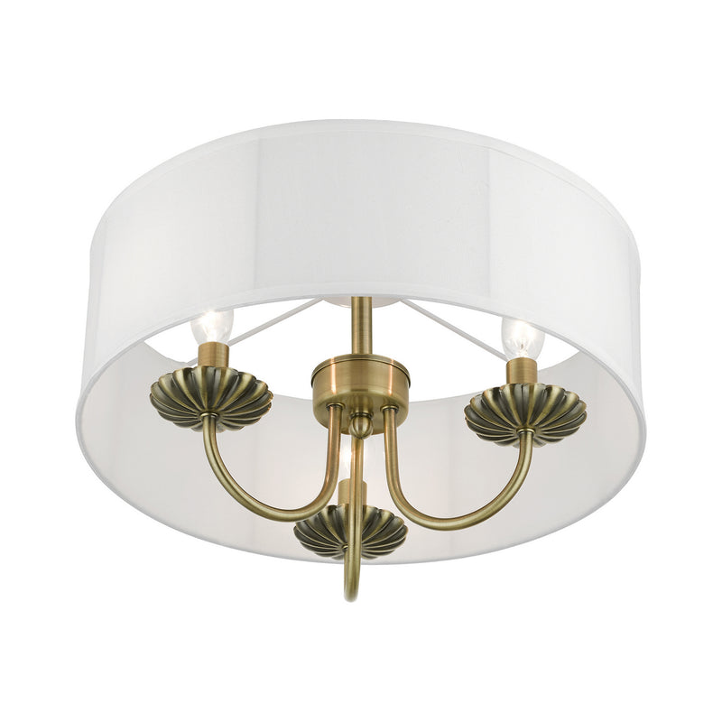 Livex Lighting 42989-01 Three Light Semi-Flush Mount, Antique Brass