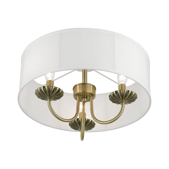 Livex Lighting 42989-01 Three Light Semi-Flush Mount, Antique Brass