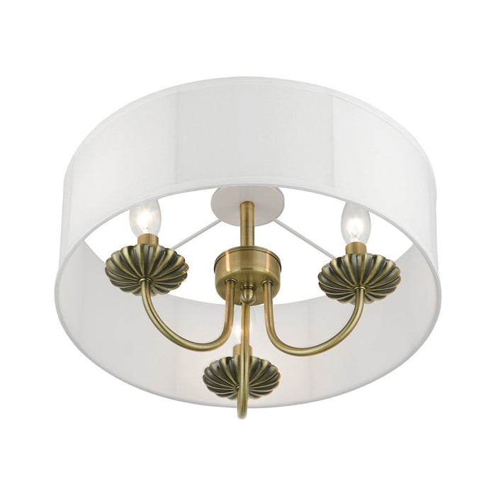 Livex Lighting 42989-01 Three Light Semi-Flush Mount, Antique Brass