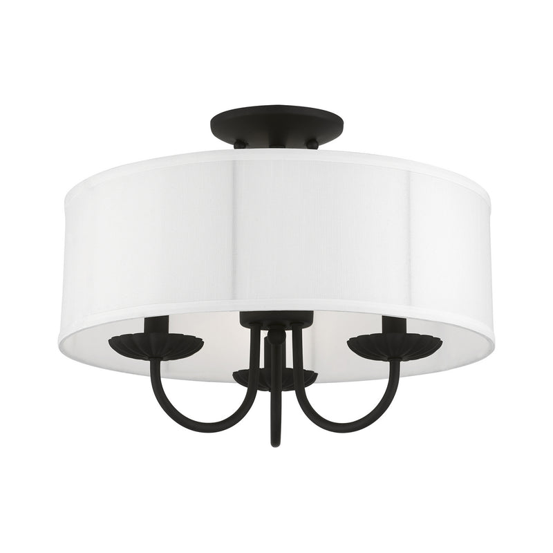 Livex Lighting 42989-04 Three Light Semi-Flush Mount, Black