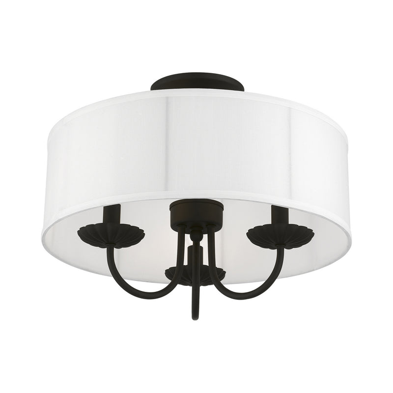 Livex Lighting 42989-04 Three Light Semi-Flush Mount, Black