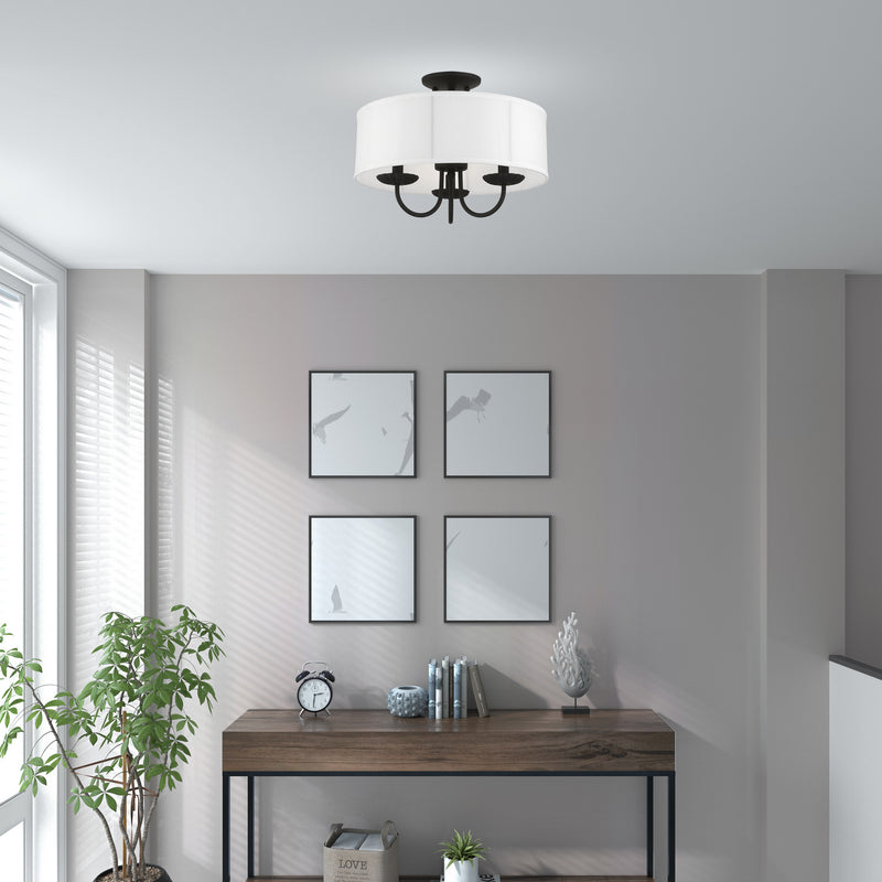 Livex Lighting 42989-04 Three Light Semi-Flush Mount, Black