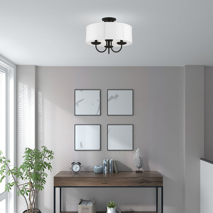 Livex Lighting 42989-04 Three Light Semi-Flush Mount, Black