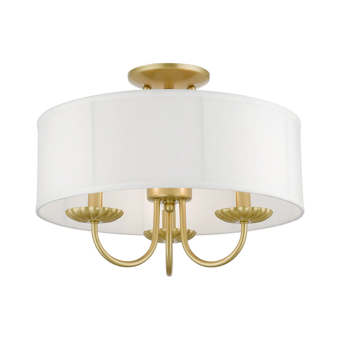 Livex Lighting 42989-33 Three Light Semi-Flush Mount, Soft Gold