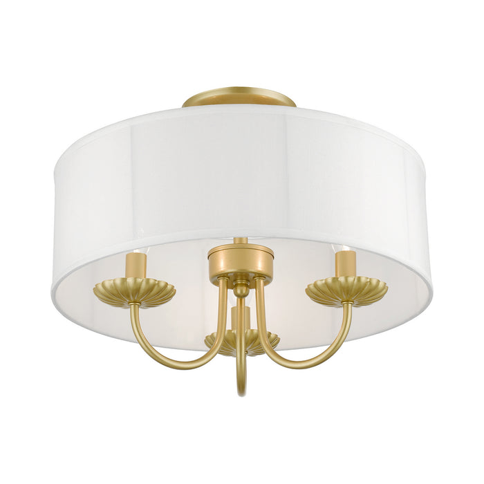 Livex Lighting 42989-33 Three Light Semi-Flush Mount, Soft Gold