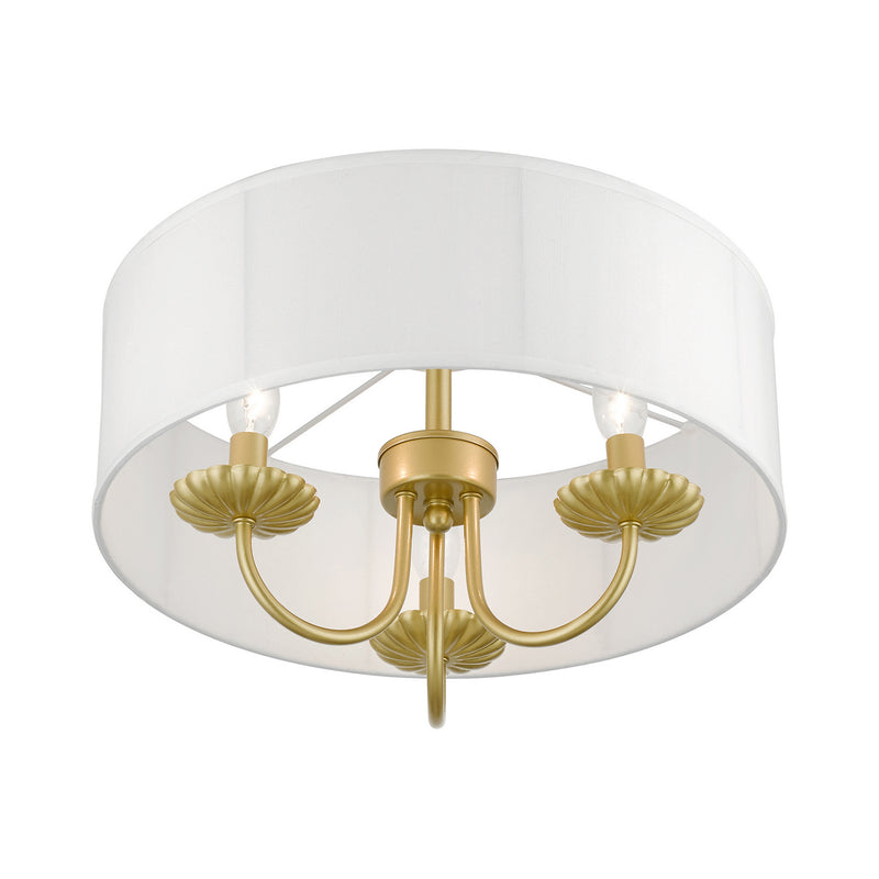 Livex Lighting 42989-33 Three Light Semi-Flush Mount, Soft Gold