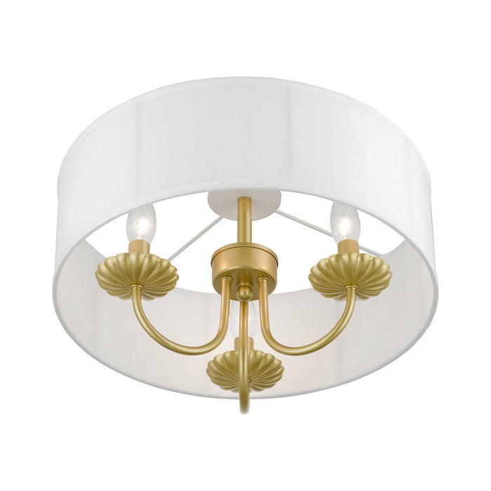 Livex Lighting 42989-33 Three Light Semi-Flush Mount, Soft Gold