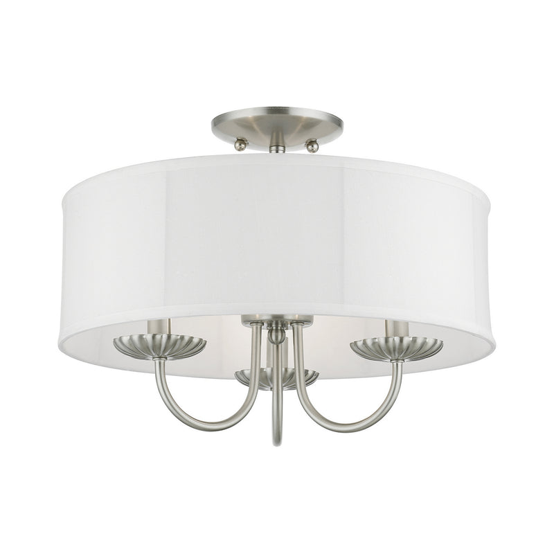 Livex Lighting 42989-91 Three Light Semi-Flush Mount, Brushed Nickel
