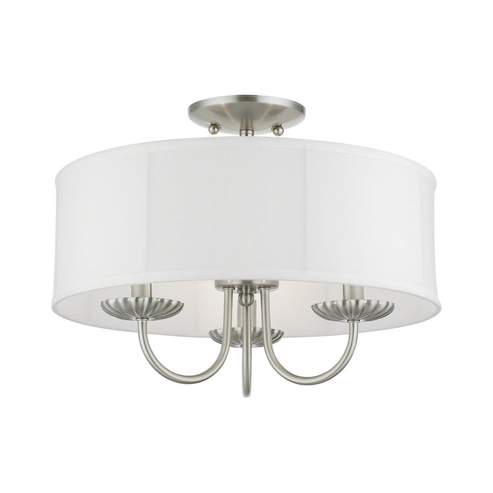 Livex Lighting 42989-91 Three Light Semi-Flush Mount, Brushed Nickel