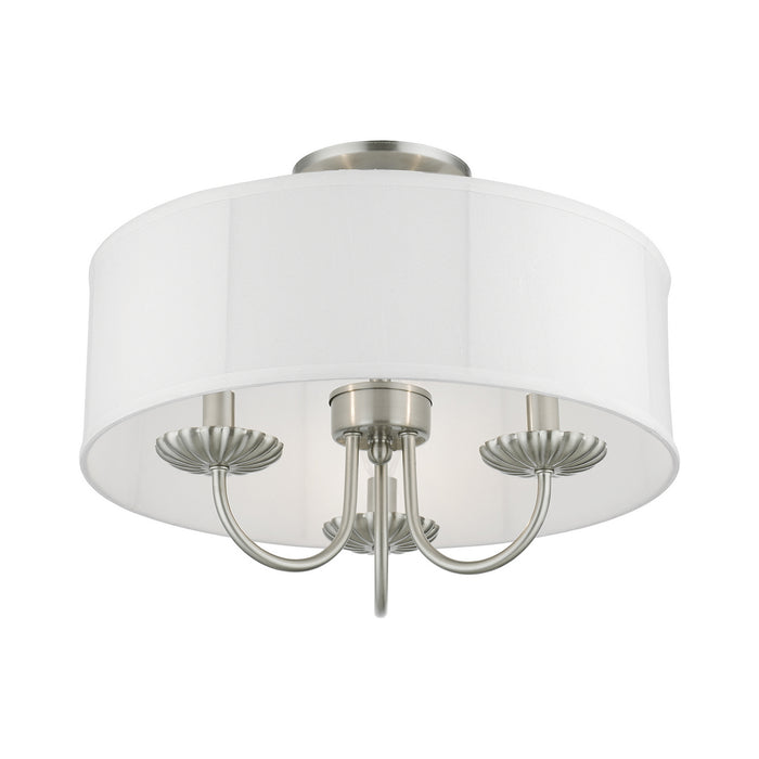 Livex Lighting 42989-91 Three Light Semi-Flush Mount, Brushed Nickel