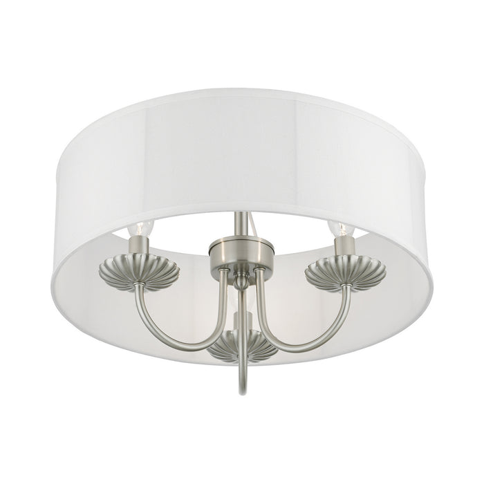 Livex Lighting 42989-91 Three Light Semi-Flush Mount, Brushed Nickel