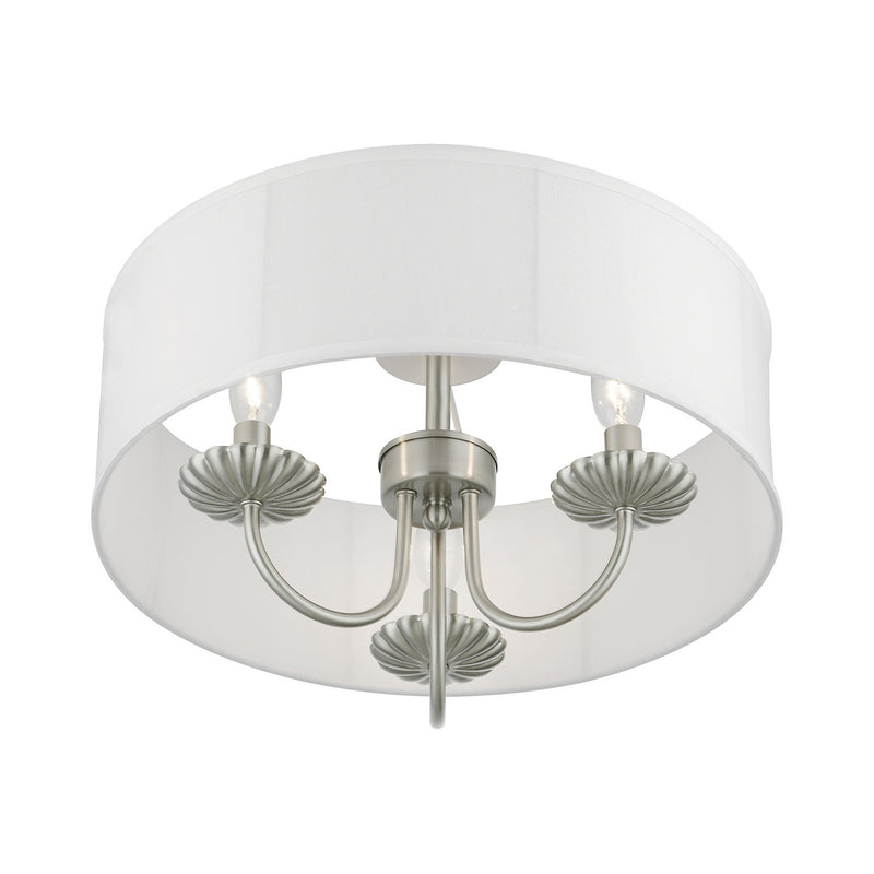 Livex Lighting 42989-91 Three Light Semi-Flush Mount, Brushed Nickel