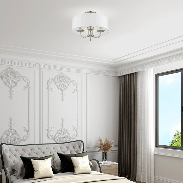 Livex Lighting 42989-91 Three Light Semi-Flush Mount, Brushed Nickel