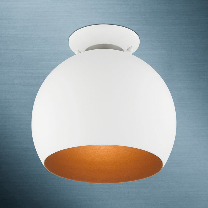 Livex Lighting 43390-03 One Light Semi-Flush Mount, White w/ Brushed Nickels
