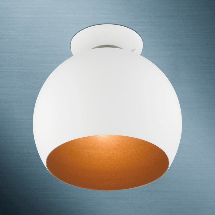 Livex Lighting 43390-03 One Light Semi-Flush Mount, White w/ Brushed Nickels