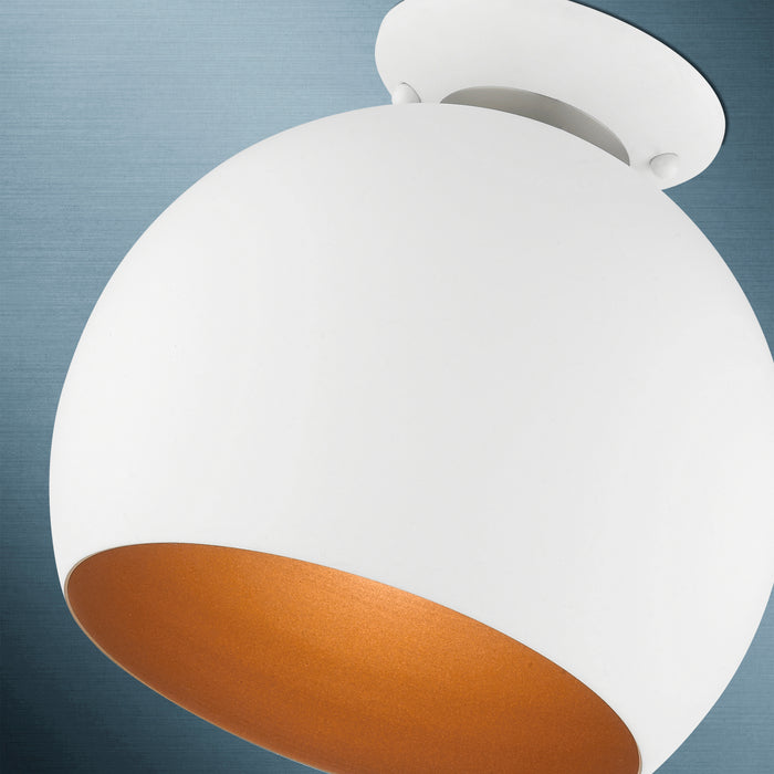 Livex Lighting 43390-03 One Light Semi-Flush Mount, White w/ Brushed Nickels