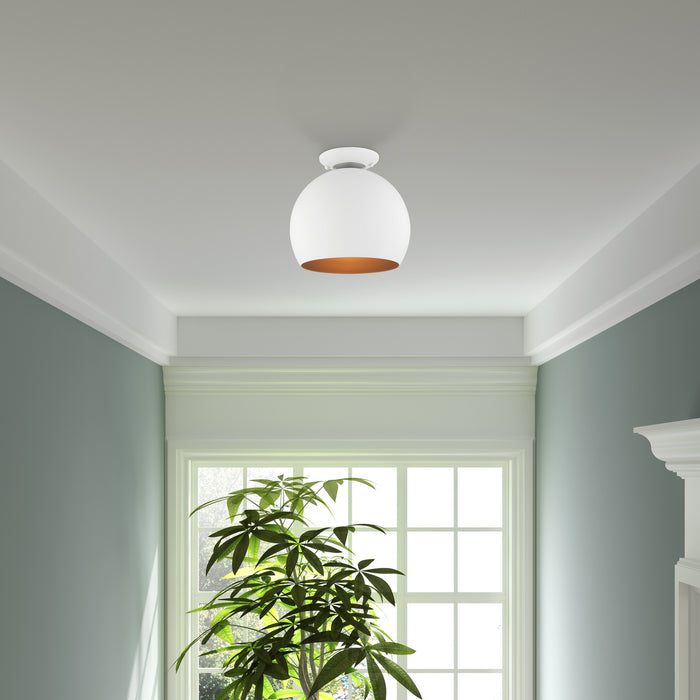 Livex Lighting 43390-03 One Light Semi-Flush Mount, White w/ Brushed Nickels
