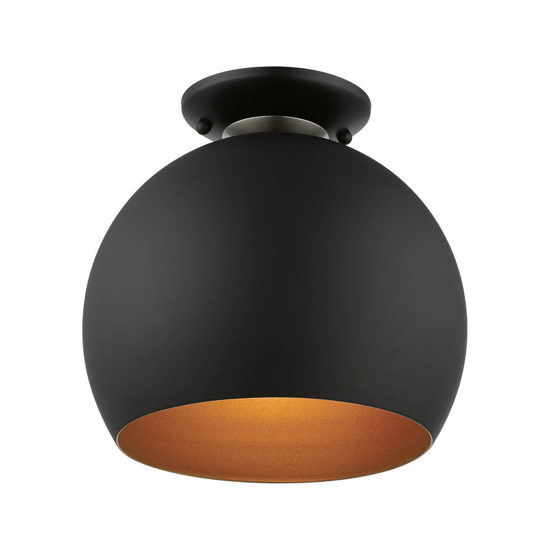 Livex Lighting 43390-04 One Light Semi-Flush Mount, Black w/ Brushed Nickels