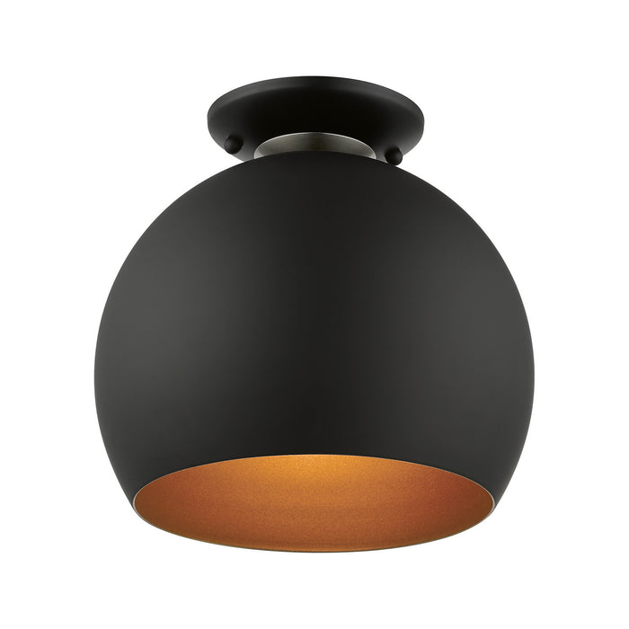 Livex Lighting 43390-04 One Light Semi-Flush Mount, Black w/ Brushed Nickels