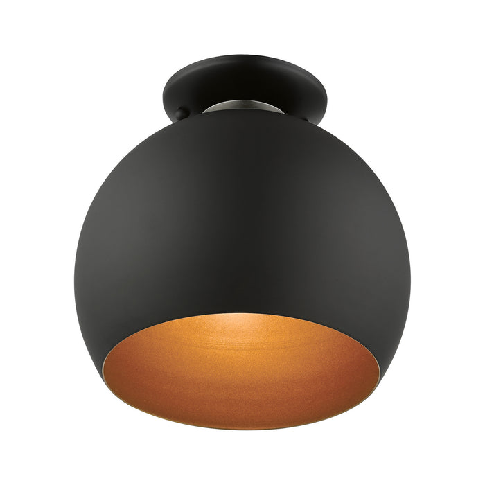 Livex Lighting 43390-04 One Light Semi-Flush Mount, Black w/ Brushed Nickels